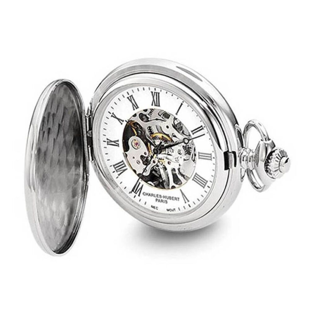 Charles Hubert Chrome-finish Shield Design Pocket Watch 47mm